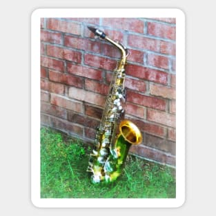 Music - Saxophone Against Brick Sticker